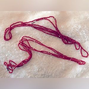 2 Red Peruvian Coral Seed Bead Necklaces